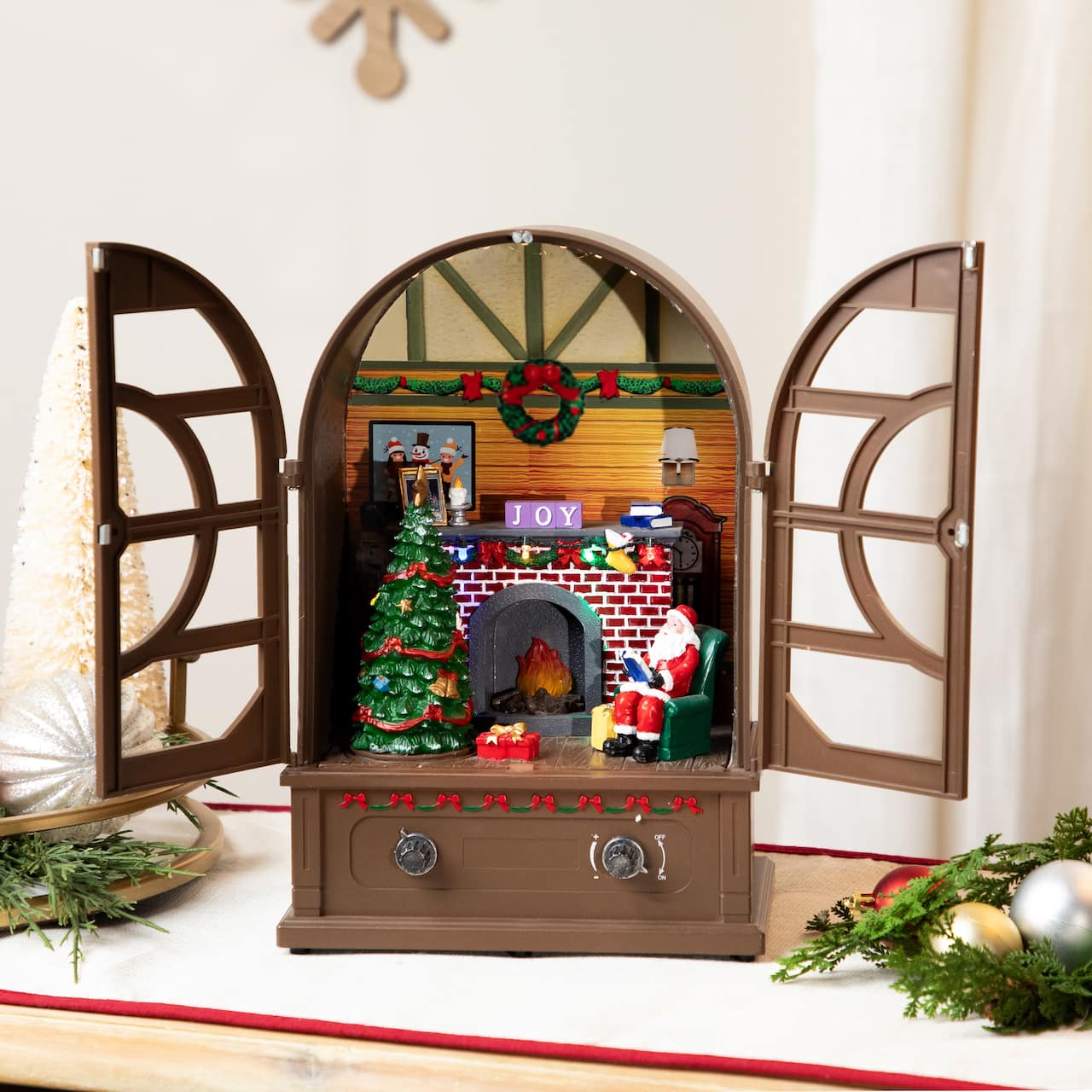 LED Lighted and Musical Retro Radio with Santa Scene Christmas Decoration - 12.5"